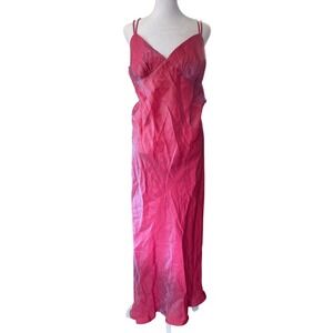 Iridescent Shimmer Pink Maxi Slip Dress Large Fairycore Silky 90s Retro Princess